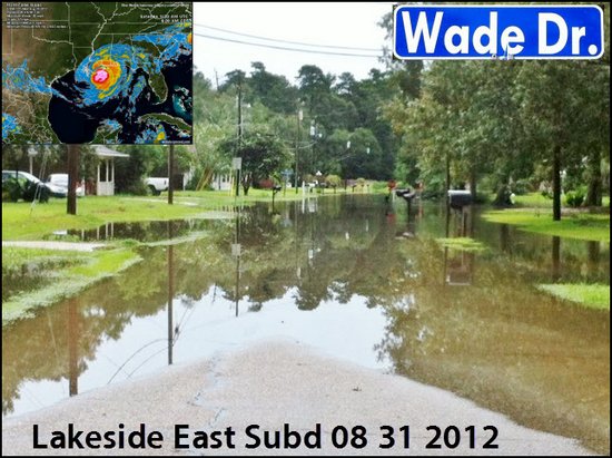 Hurricane Isaac Flooding in Lakeside East Subdivision Denham Srpings LA 70726