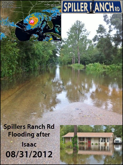 Hurricane Isaac Flooding in Spillers Ranch Road Denham Srpings LA 70726