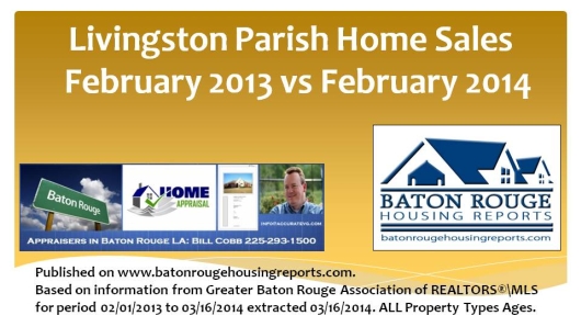 Livingston Parish Home Sales February Slideshare 2013 versus February 2014