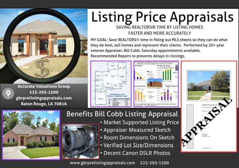 BillCobb Pre-Listing Home Appraisals For Baton Rouge REALTORS