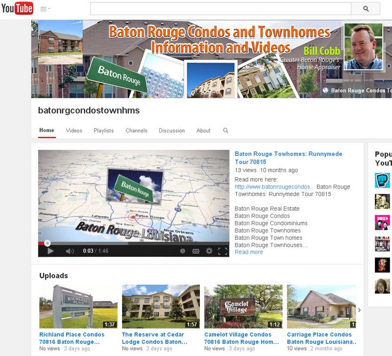 Baton Rouge Condos and Townhomes YouTube Channel